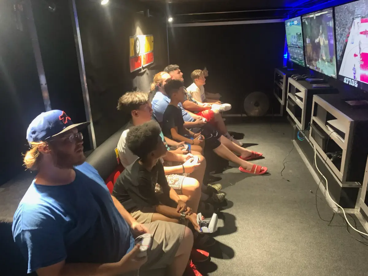 The Let's Play Video Games trailer parked at an event